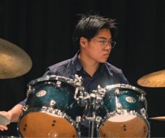 A student on drums